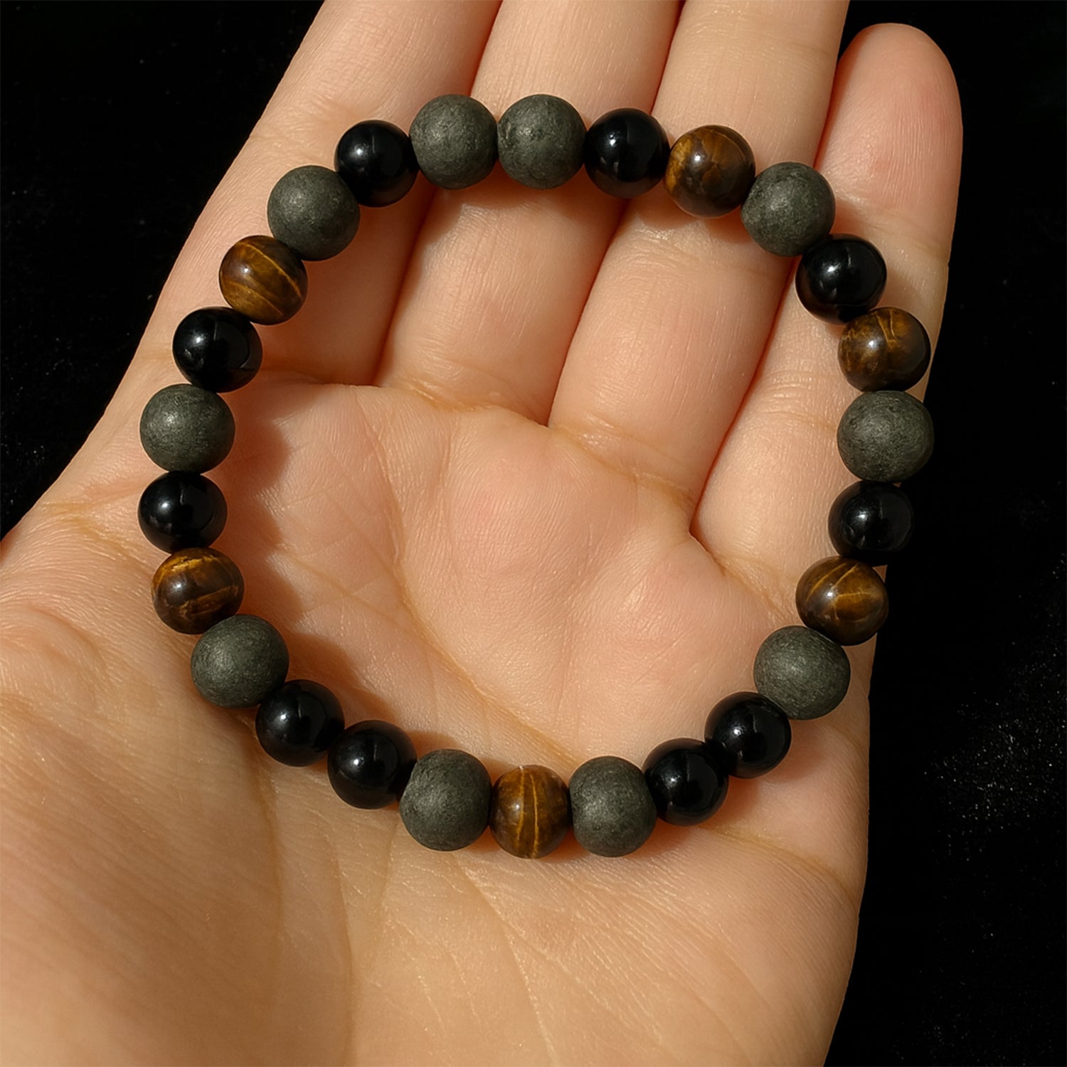 Triple eye protection  - Tiger eye, Pyrite & Black Obsidian