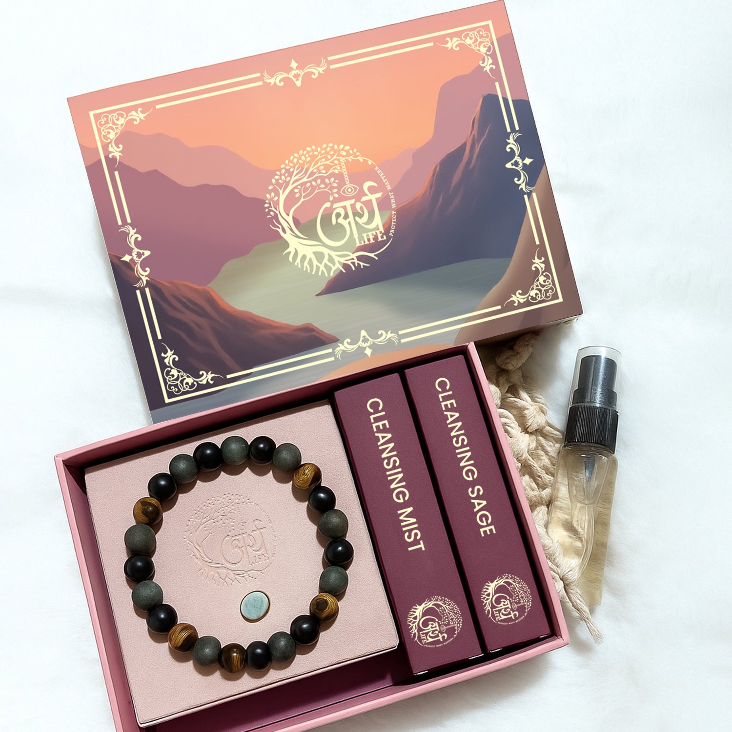 Triple eye protection  - Tiger eye, Pyrite & Black Obsidian