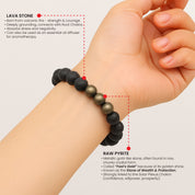Stone of Fire & Fortune - Raw Pyrite with Lava Bracelet