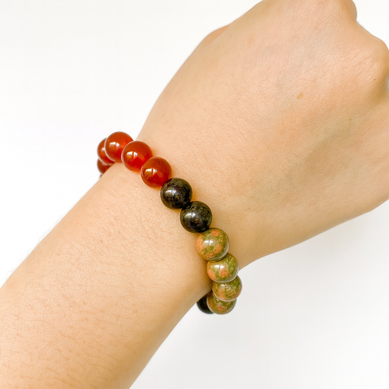 Stone of Vitality & Emotional Healing - Carnelisn + Unakite Bracelet