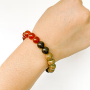 Stone of Vitality & Emotional Healing - Carnelisn + Unakite Bracelet